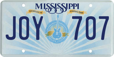 MS license plate JOY707