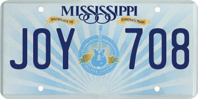 MS license plate JOY708
