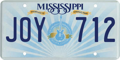 MS license plate JOY712