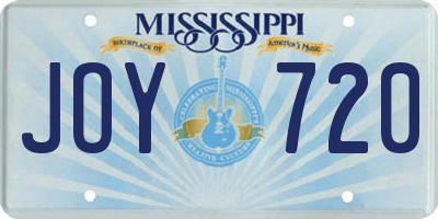 MS license plate JOY720