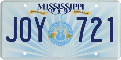 MS license plate JOY721