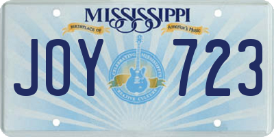MS license plate JOY723