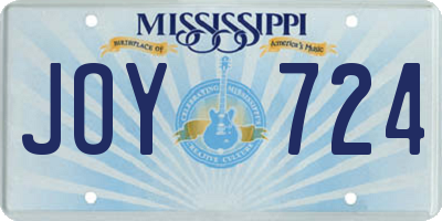 MS license plate JOY724