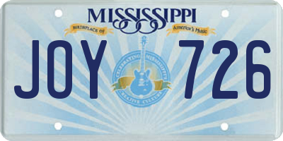 MS license plate JOY726