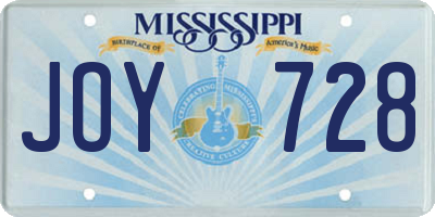 MS license plate JOY728