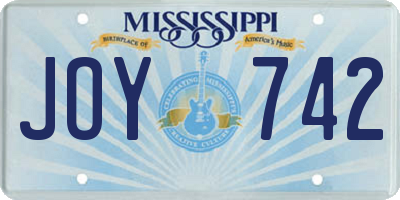 MS license plate JOY742