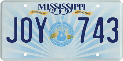 MS license plate JOY743