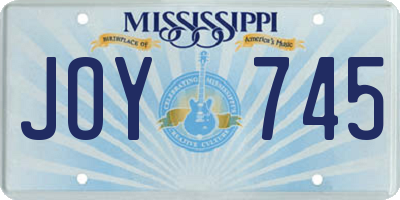 MS license plate JOY745