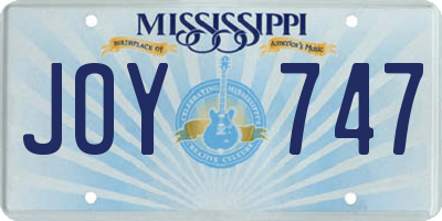 MS license plate JOY747