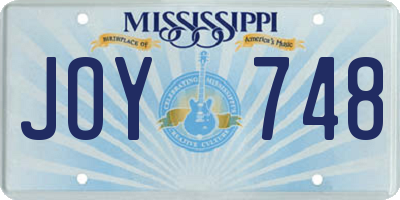 MS license plate JOY748
