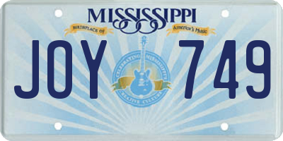 MS license plate JOY749