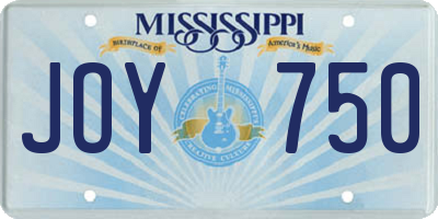 MS license plate JOY750