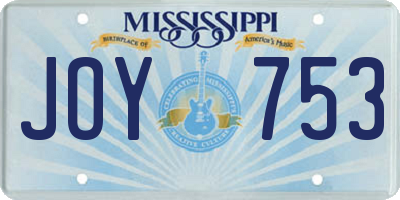 MS license plate JOY753