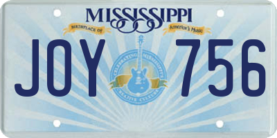 MS license plate JOY756