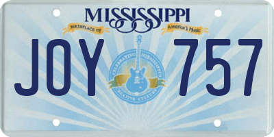 MS license plate JOY757