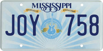 MS license plate JOY758