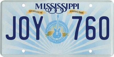 MS license plate JOY760