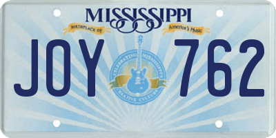 MS license plate JOY762