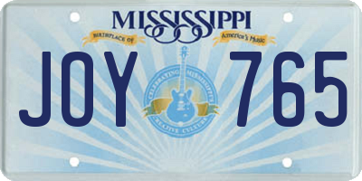 MS license plate JOY765