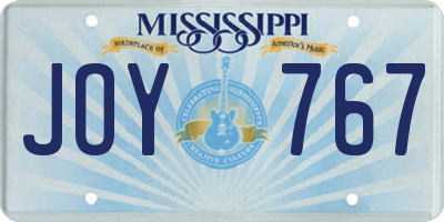 MS license plate JOY767