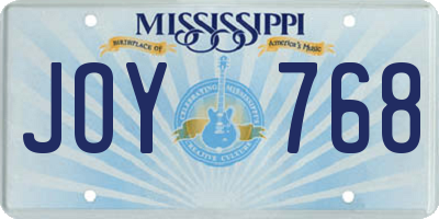 MS license plate JOY768