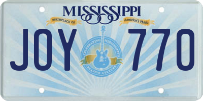 MS license plate JOY770