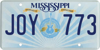 MS license plate JOY773