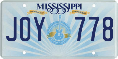 MS license plate JOY778