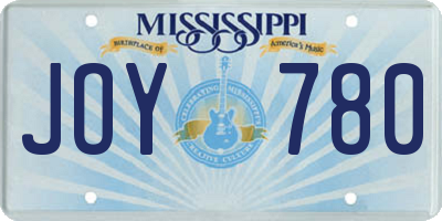 MS license plate JOY780