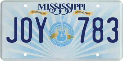 MS license plate JOY783