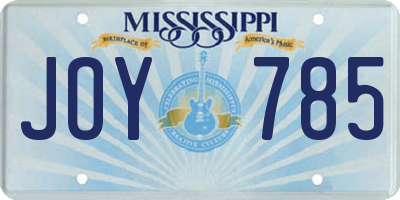 MS license plate JOY785