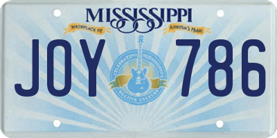 MS license plate JOY786