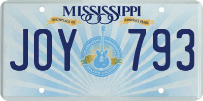 MS license plate JOY793