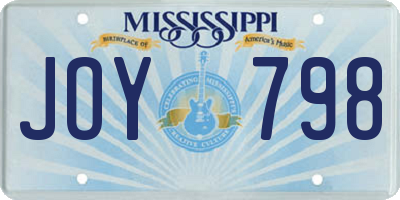 MS license plate JOY798