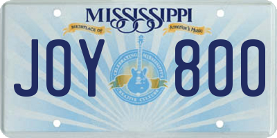 MS license plate JOY800