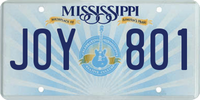 MS license plate JOY801