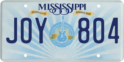 MS license plate JOY804