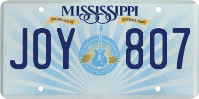 MS license plate JOY807
