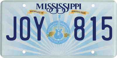 MS license plate JOY815