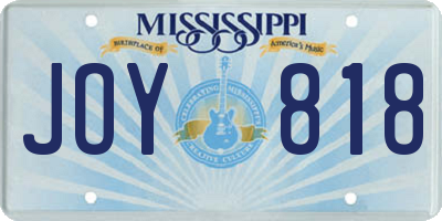 MS license plate JOY818