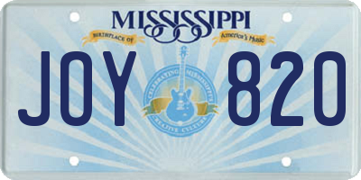 MS license plate JOY820