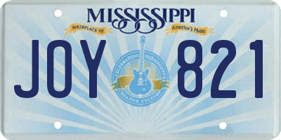 MS license plate JOY821