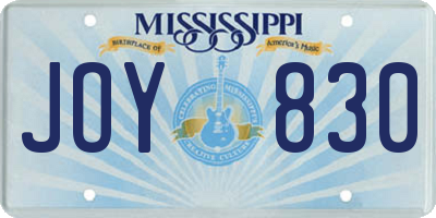 MS license plate JOY830