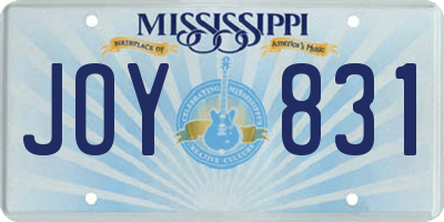 MS license plate JOY831