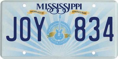 MS license plate JOY834
