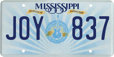 MS license plate JOY837