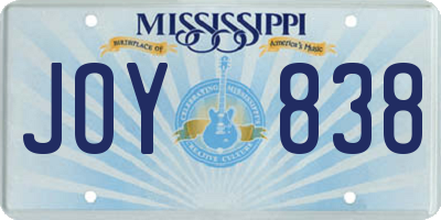 MS license plate JOY838