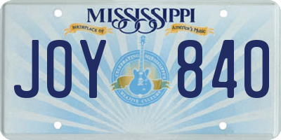 MS license plate JOY840