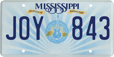 MS license plate JOY843
