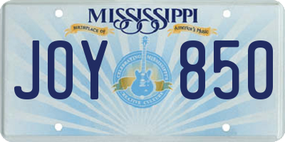 MS license plate JOY850